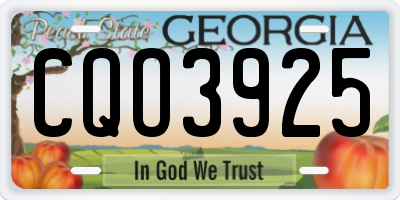 GA license plate CQO3925