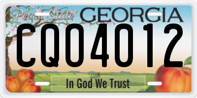 GA license plate CQO4012