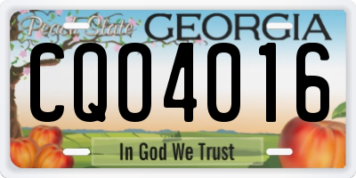 GA license plate CQO4016