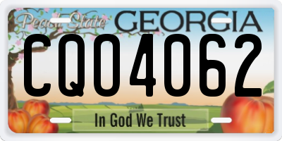 GA license plate CQO4062