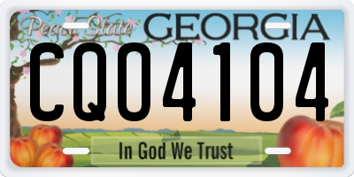 GA license plate CQO4104
