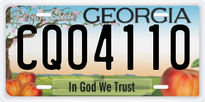 GA license plate CQO4110