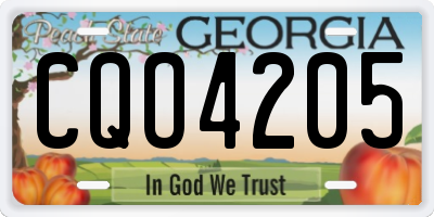 GA license plate CQO4205