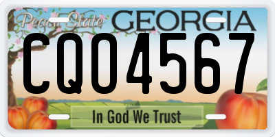 GA license plate CQO4567