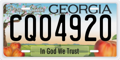 GA license plate CQO4920
