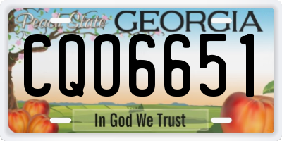 GA license plate CQO6651