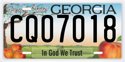 GA license plate CQO7018