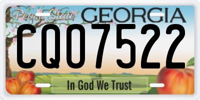 GA license plate CQO7522