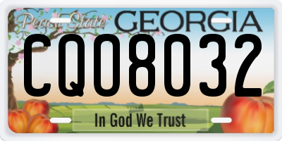 GA license plate CQO8032