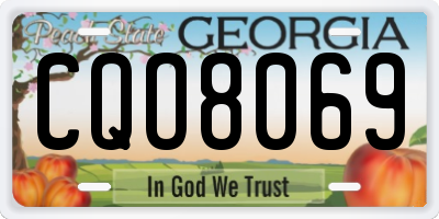 GA license plate CQO8069