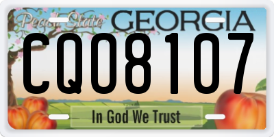 GA license plate CQO8107