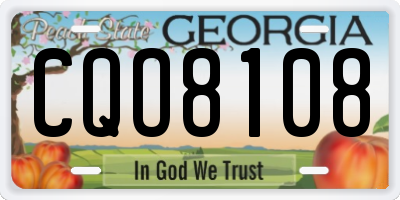 GA license plate CQO8108