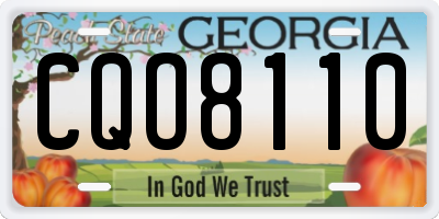 GA license plate CQO8110