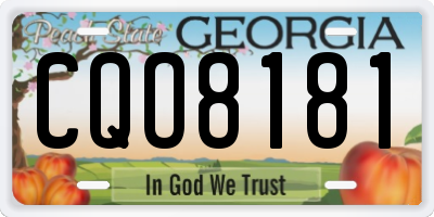 GA license plate CQO8181