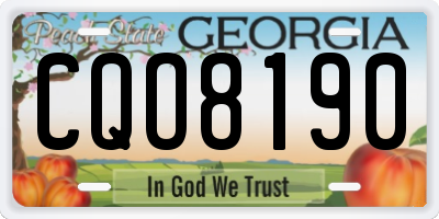 GA license plate CQO8190