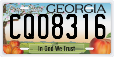 GA license plate CQO8316