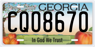 GA license plate CQO8670