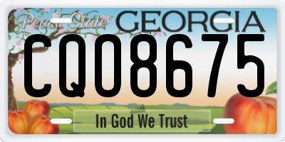 GA license plate CQO8675