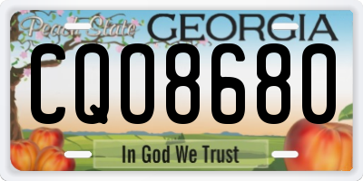 GA license plate CQO8680