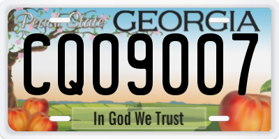 GA license plate CQO9007