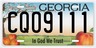GA license plate CQO9111