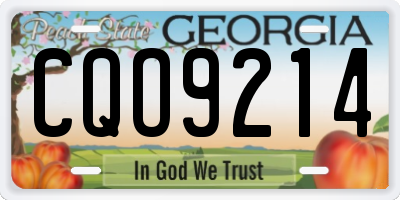 GA license plate CQO9214
