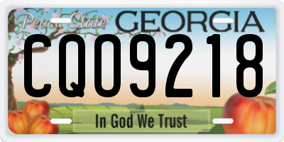 GA license plate CQO9218