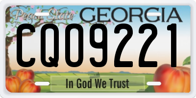 GA license plate CQO9221
