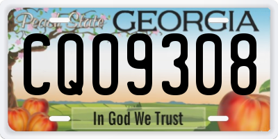 GA license plate CQO9308