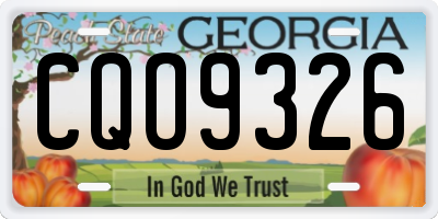 GA license plate CQO9326