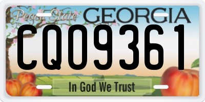 GA license plate CQO9361