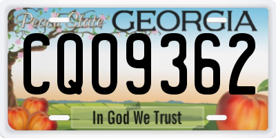GA license plate CQO9362