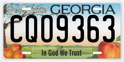 GA license plate CQO9363