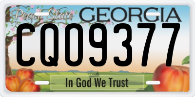GA license plate CQO9377