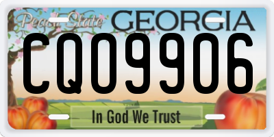 GA license plate CQO9906
