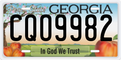 GA license plate CQO9982