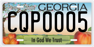 GA license plate CQP0005
