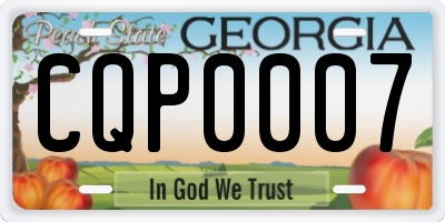 GA license plate CQP0007