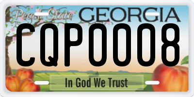 GA license plate CQP0008