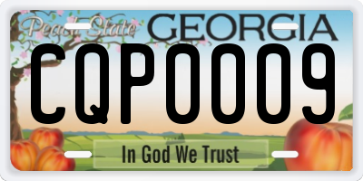 GA license plate CQP0009