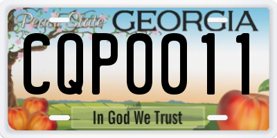 GA license plate CQP0011