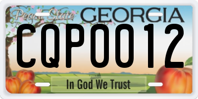 GA license plate CQP0012