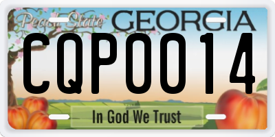 GA license plate CQP0014