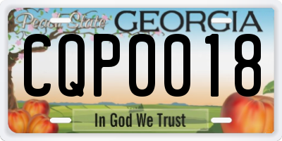 GA license plate CQP0018