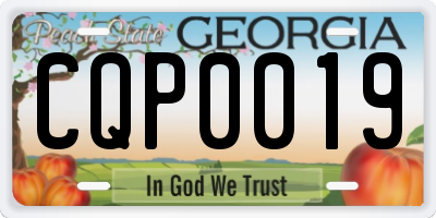 GA license plate CQP0019