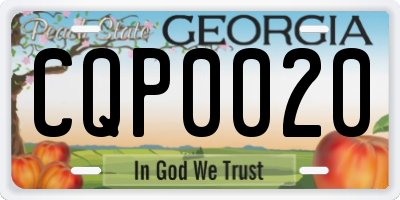 GA license plate CQP0020