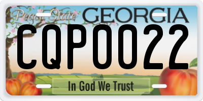 GA license plate CQP0022
