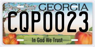 GA license plate CQP0023