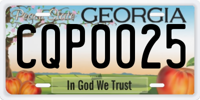 GA license plate CQP0025