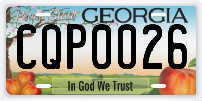 GA license plate CQP0026